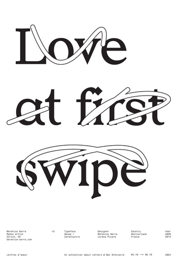 Déclaration d’amour composée en Swipe, Zarathustra par Berenice Serra