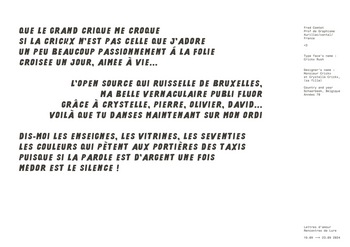 Déclaration d’amour composée en Crickx Rush par F. Comtet